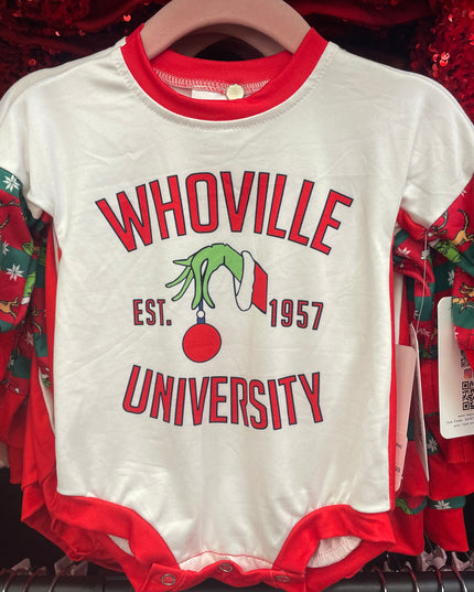 Kids Whoville University Long Sleeve Romper.