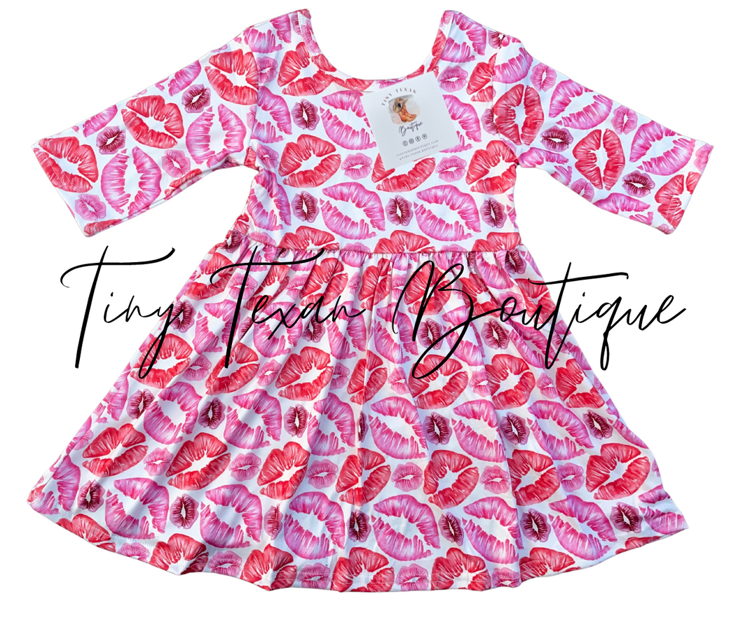 Lip Kisses Valentines Day Twirl Dress