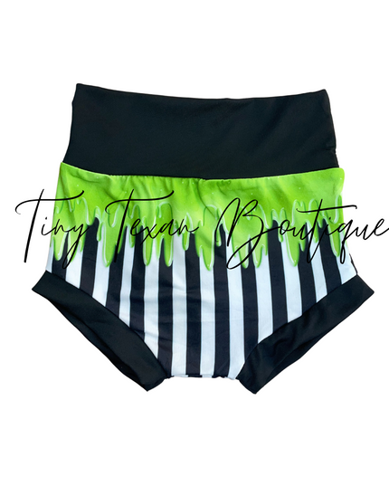 Green Slime Drip Striped Halloween Bummies