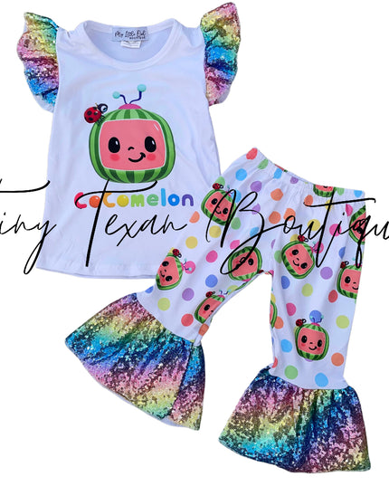 Cocomelon Sequin Polka Dot Shirt & Bell Bottoms Outfit