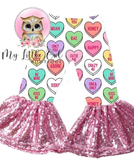 Valentines Conversation Hearts Sequin Bells