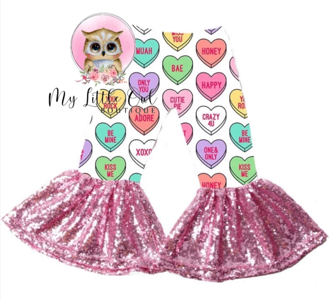 Valentines Conversation Hearts Sequin Bells