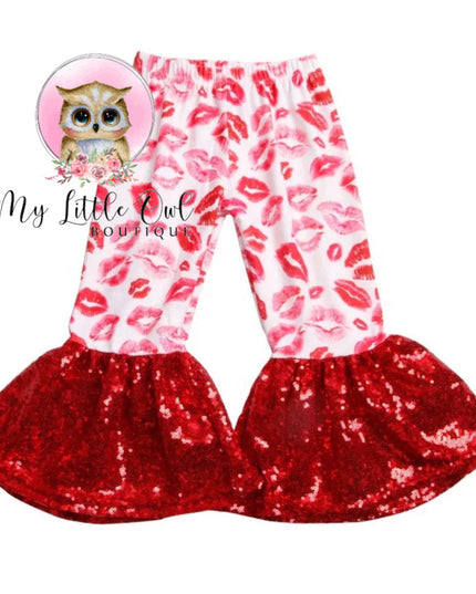 Valentines Lips Red Sequin Bells