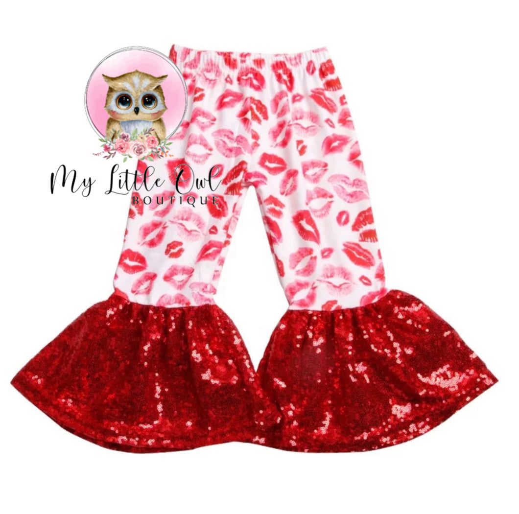 Valentines Lips Red Sequin Bells